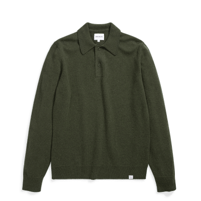 NORSE PROJECTS Marco Merino Lambswool Polo - Army Green