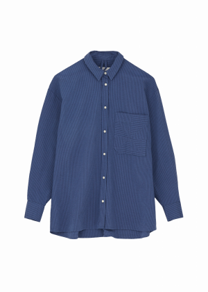 AIAYU Shirt Japan Seersucker - Mix True Blue