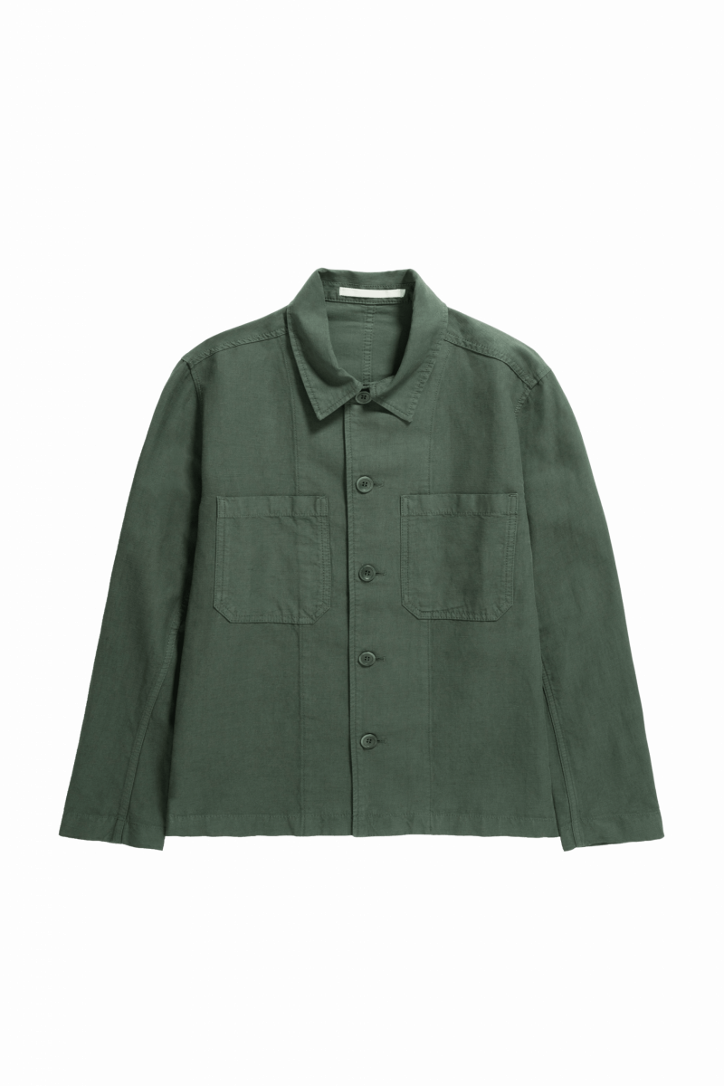 NORSE PROJECTS Tyge Cotton Linen Overshirt - Spruce Green