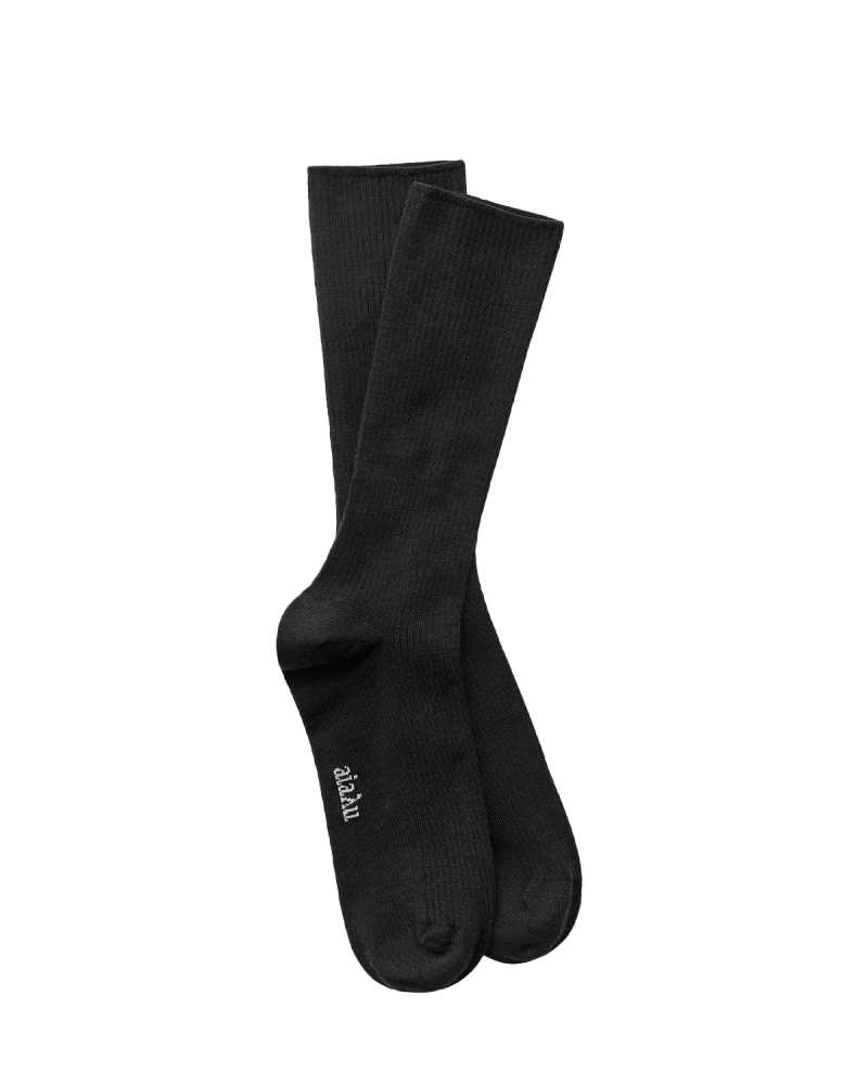 Aiayu Wool Rib Socks - Black