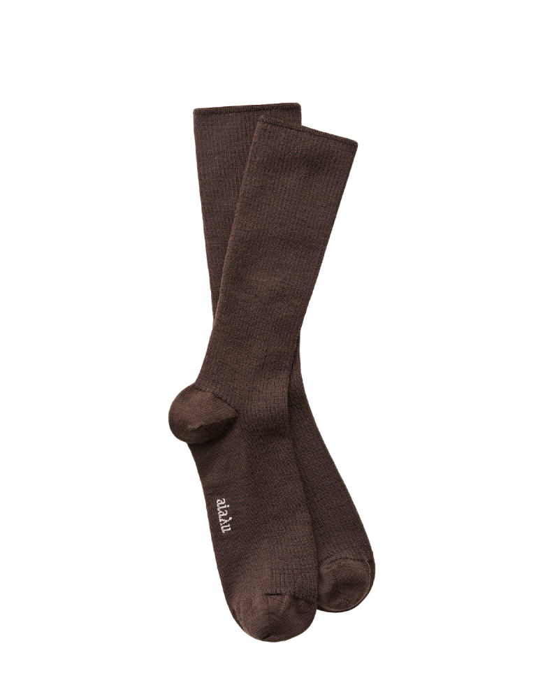 Aiayu Wool Rib Socks - Brown