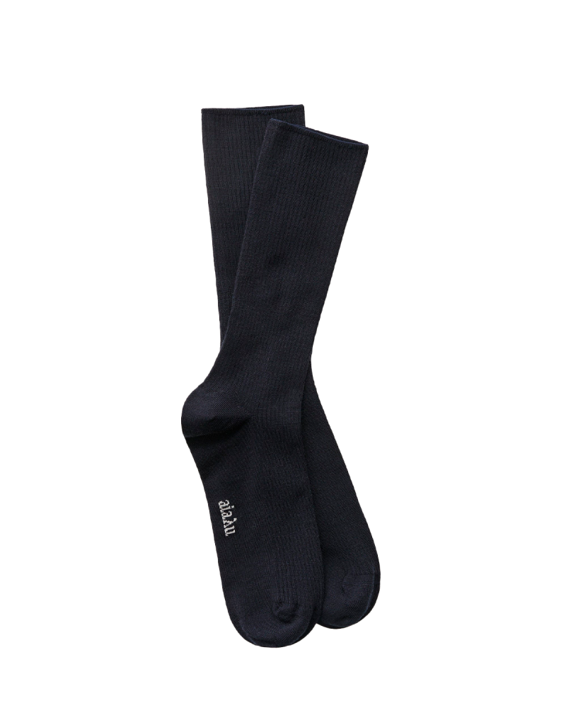 AIAYU Wool Rib Socks - Navy