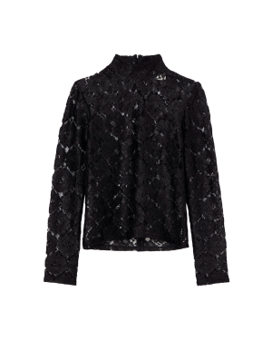 RÓHE Lace Turtleneck Top - Black