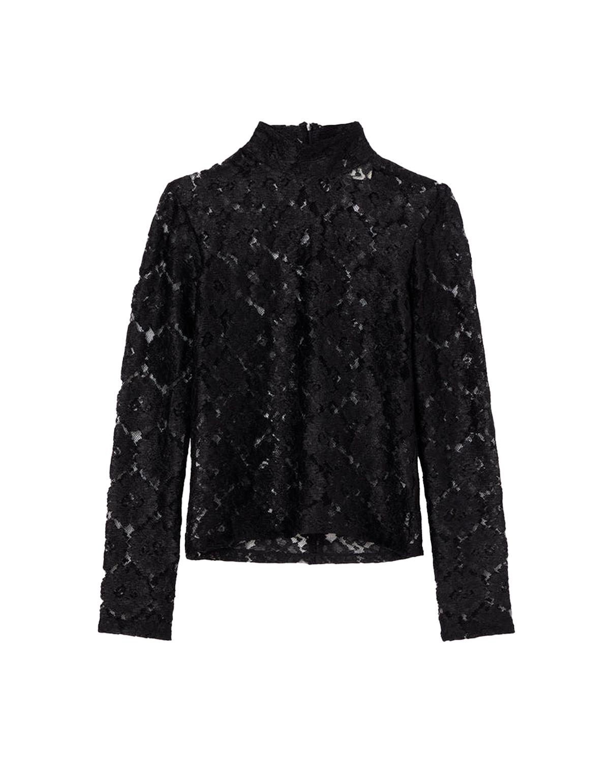 RÓHE Lace Turtleneck Top - Black