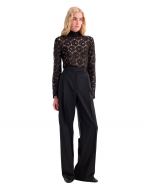 RÓHE Lace Turtleneck Top - Black