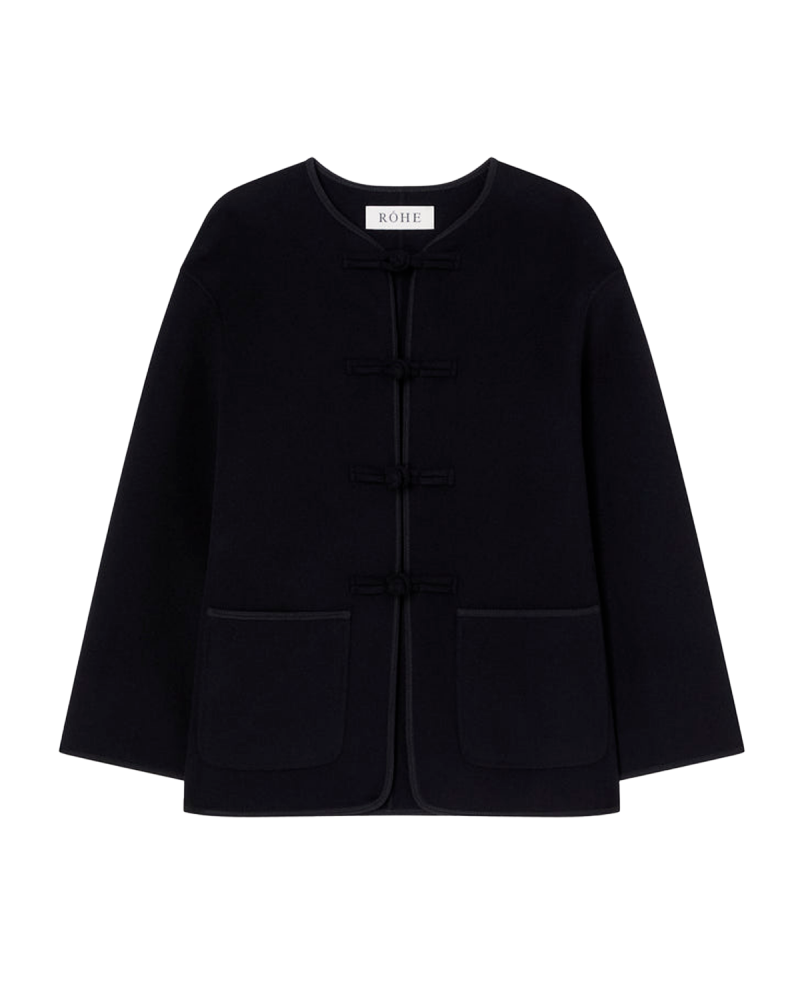 RÓHE Mandarin Double-faced Wool Jacket - Black
