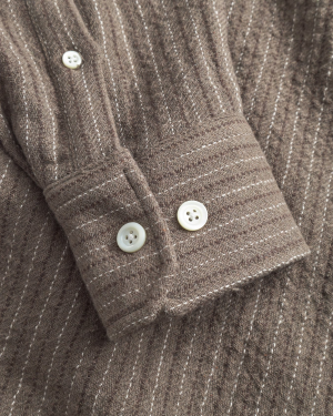 NORSE PROJECTS Ole Oversized Wool Stripe Shirt - Seal Brown