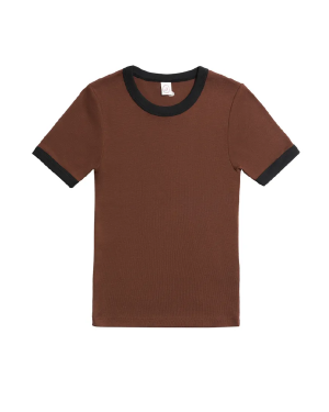 BY SIGNE June T-shirt - Brown / Black Trim