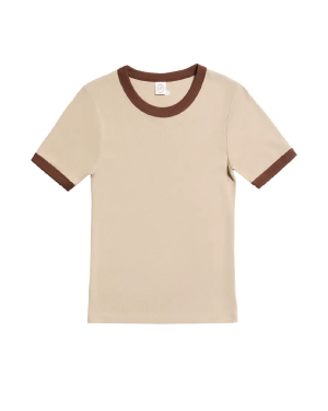BY SIGNE June T-shirt - Taupe / Brown Trim