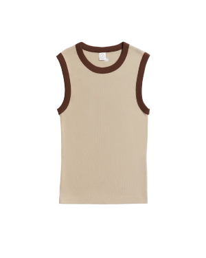 BY SIGNE June Tanktop - Taupe/Brown Trim