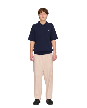 PALMES Cotton Knit Polo - Navy