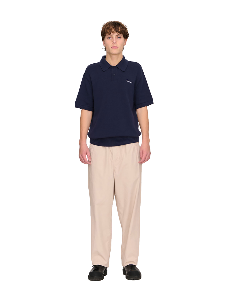 PALMES Cotton Knit Polo - Navy