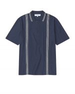 PALMES Panel Zip Polo - Navy 