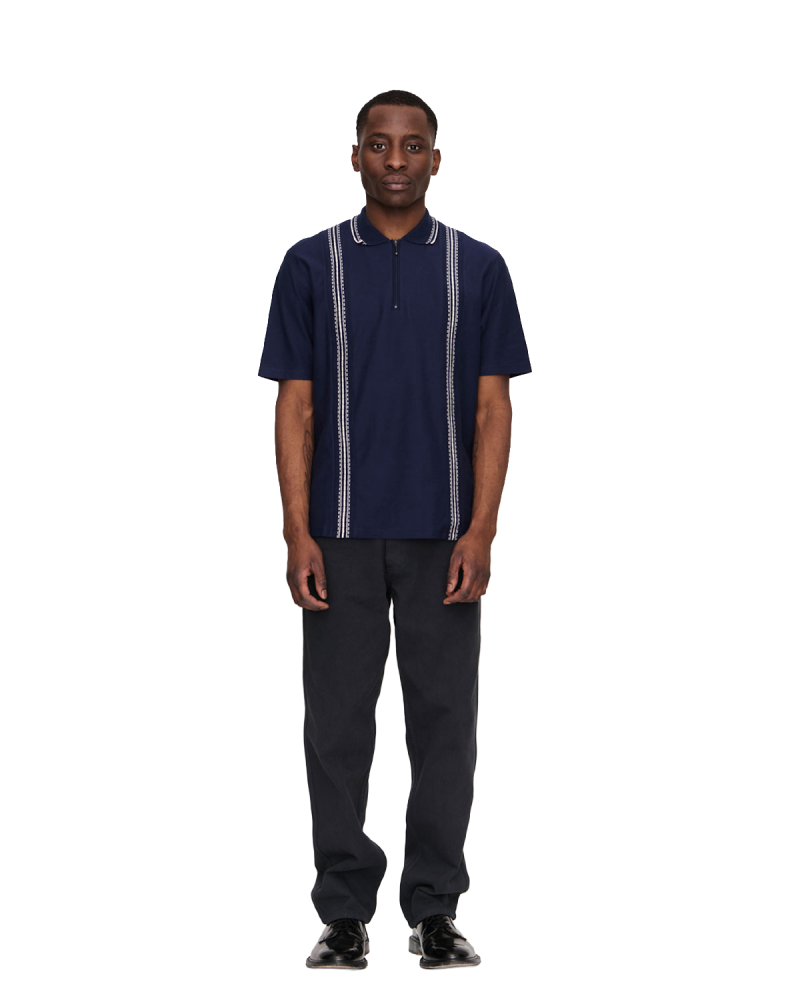 PALMES Panel Zip Polo - Navy 