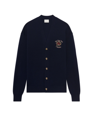 DRÔLE LE CARDIGAN SLOGAN ROSE - Navy