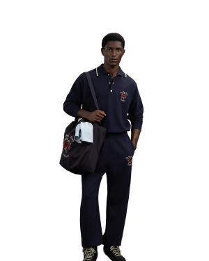 DRÔLE DE MONSIEUR Polo slogan rose - Navy