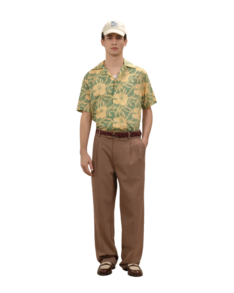 DRÔLE DE MONSIEUR Chemise Hibiscus Monoramme - Green