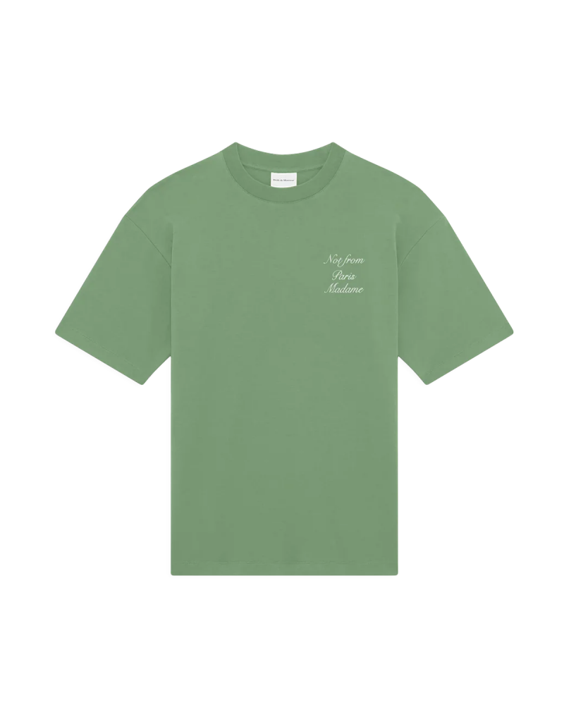 DRÔLE DE MONSIEUR Le T-shirt Slogan Calligraphy - Light Green