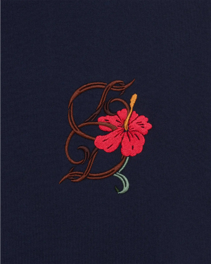 DRÔLE DE MONSIEUR T-shirt D Hibiscus Brodée - Navy