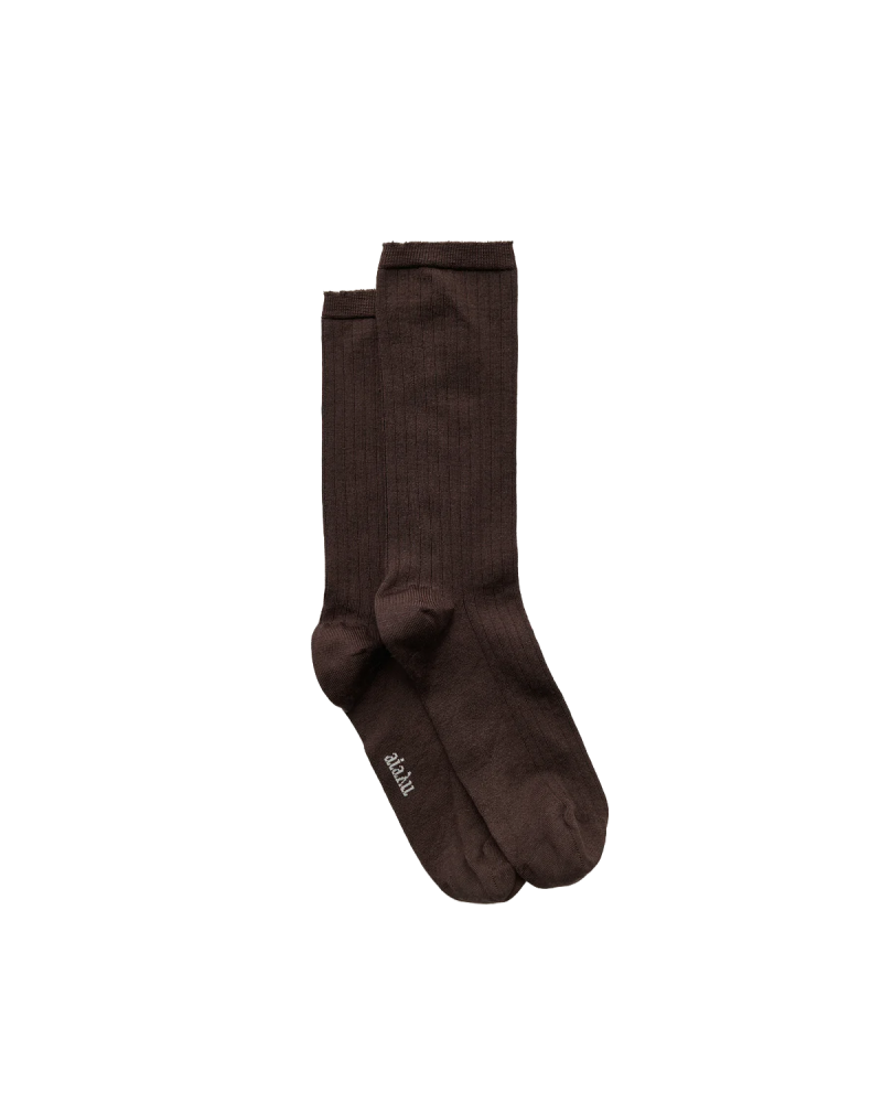 AIAYU Silk Rib Socks - Walnut.
