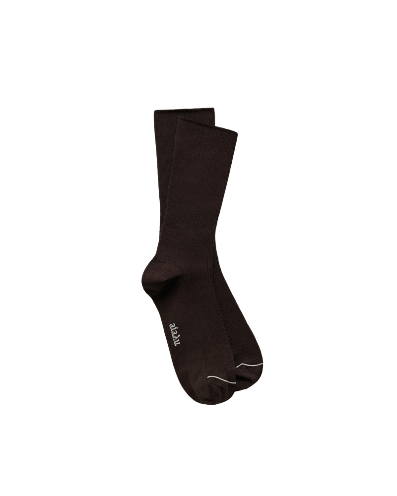 AIAYU Cotton Rib Socks - Chocolate