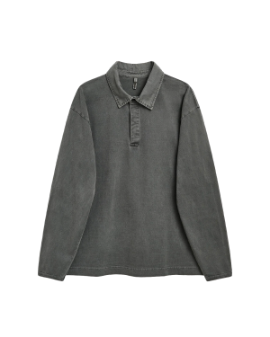 SUNFLOWER Heavy Jersey Rugby Polo - Faded Black