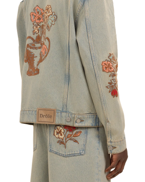 DRÔLE DE MONSIEUR Veste Denim Dusty Brodee Fleurs - Dusty