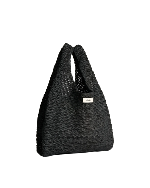 AIAYU Sophia Straw Bag Medium - Black