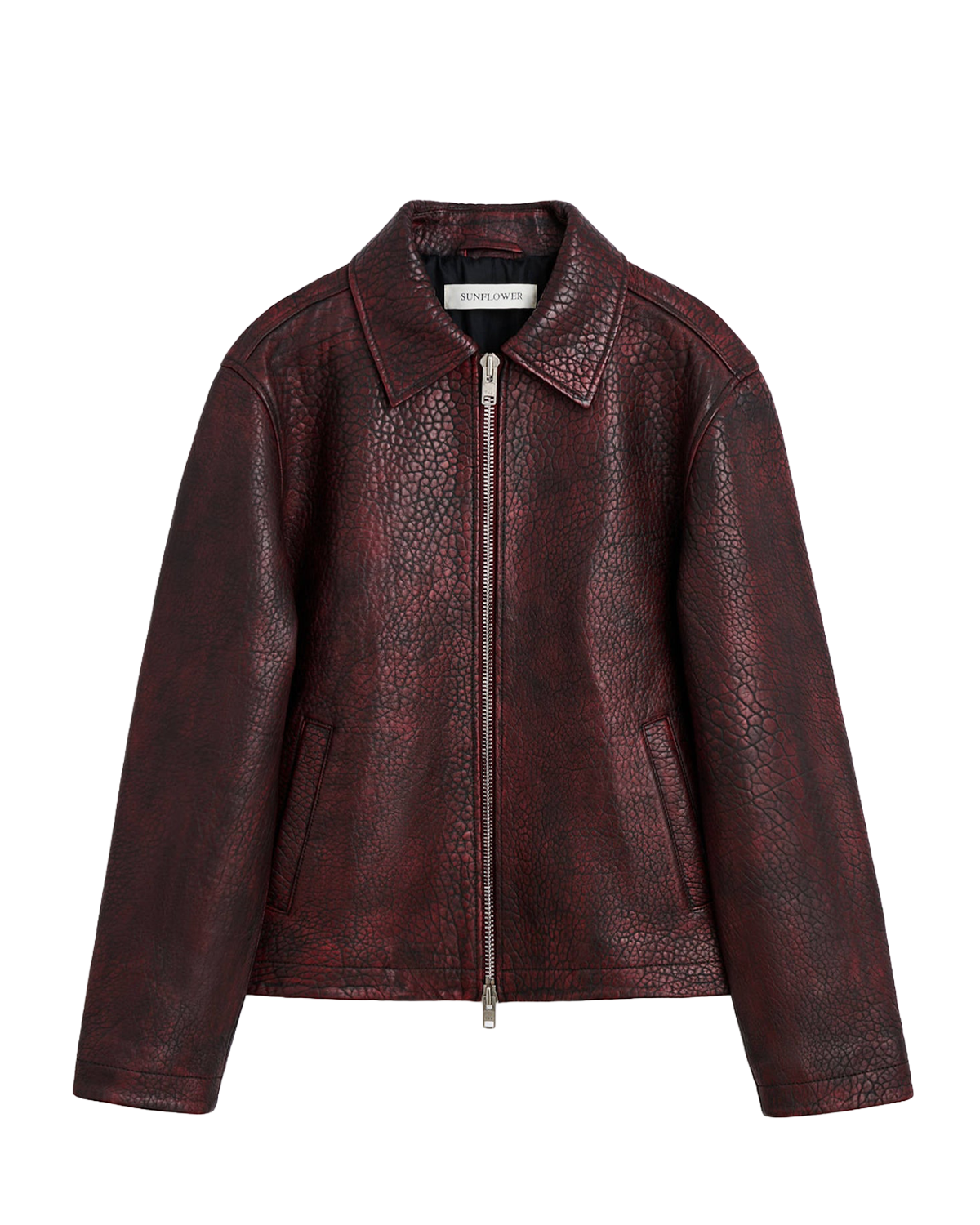 SUNFLOWER Short Leather Jacket - Oxblood