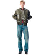 SUNFLOWER Leather Flight Jacket - Green