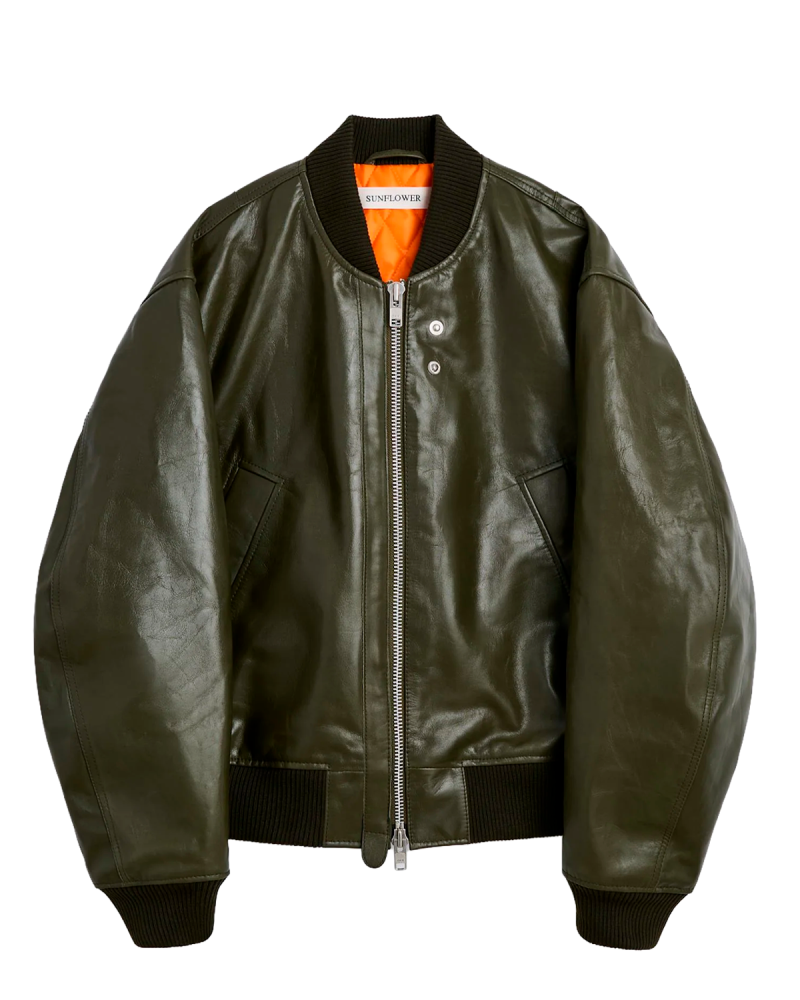 SUNFLOWER Leather Flight Jacket - Green