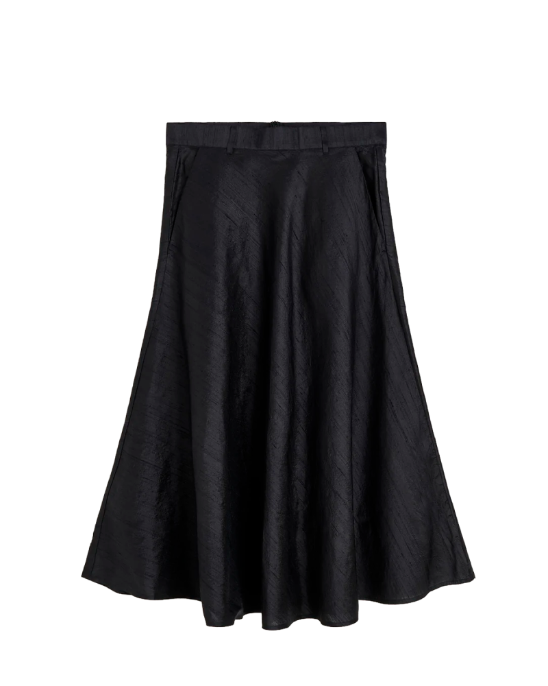 AIAYU Bea Skirt Silk - Black Navy