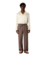 DRÔLE DE MONSIEUR Elastic Waist Flannel Pants - Light Brown