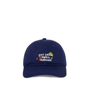 DRÔLE DE MONSIEUR Vine Embroidered Slogan Cap - Navy