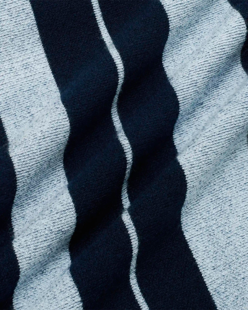DRÔLE DE MONSIEUR Striped Zipped Knit Polo - Navy