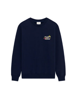 DRÔLE DE MONSIEUR Vine Embroidered Slogan Sweatshirt - Navy