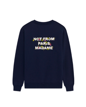 DRÔLE DE MONSIEUR Vine Embroidered Slogan Sweatshirt - Navy