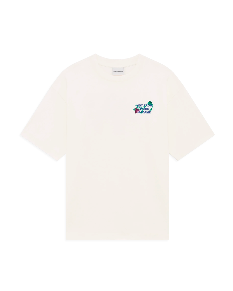 DRÔLE DE MONSIEUR Vine Embroidered Slogan T-shirt - Off White