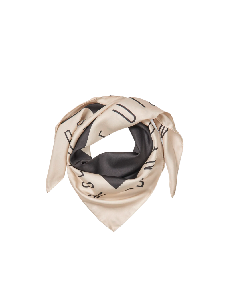 BENEDIKTE UTZON Silk Scarf 88x88 BU - Grey Beige