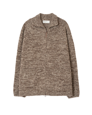 UNIVERSAL WORKS Zip Cardigan - Ecru/Brown