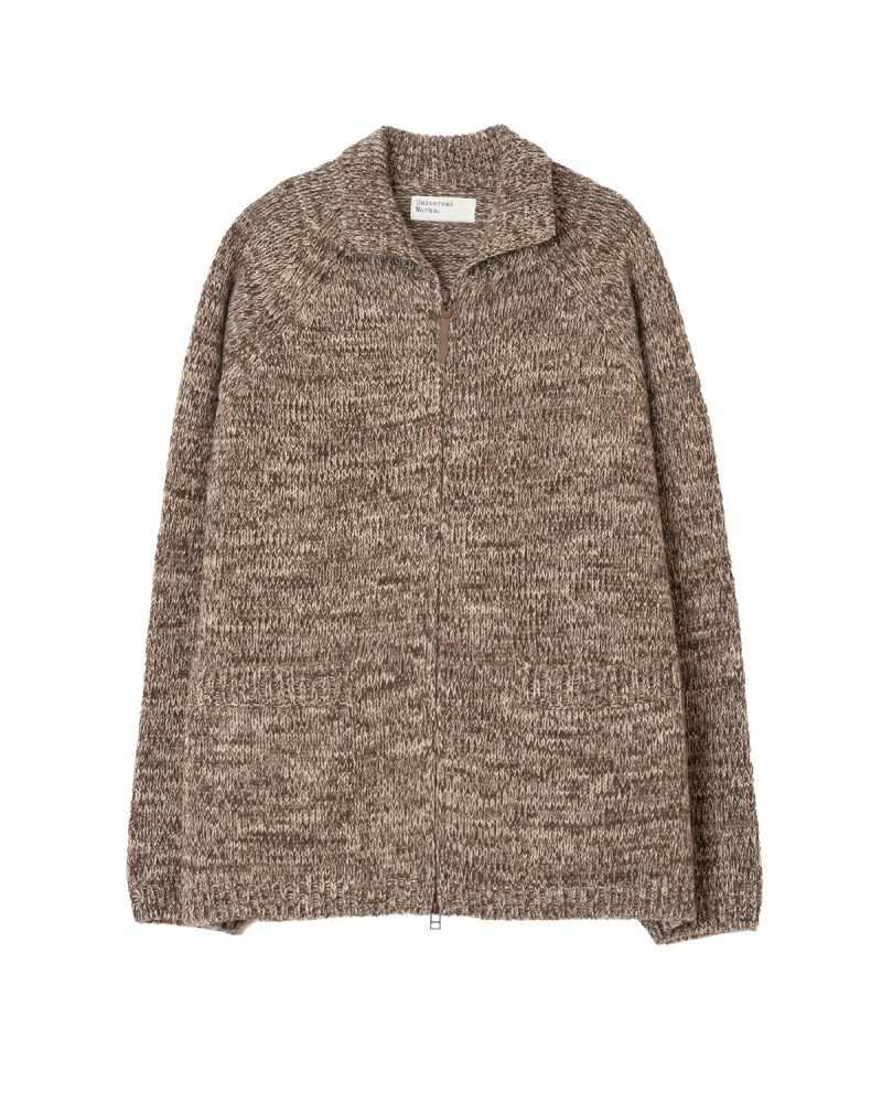 UNIVERSAL WORKS Zip Cardigan - Ecru/Brown