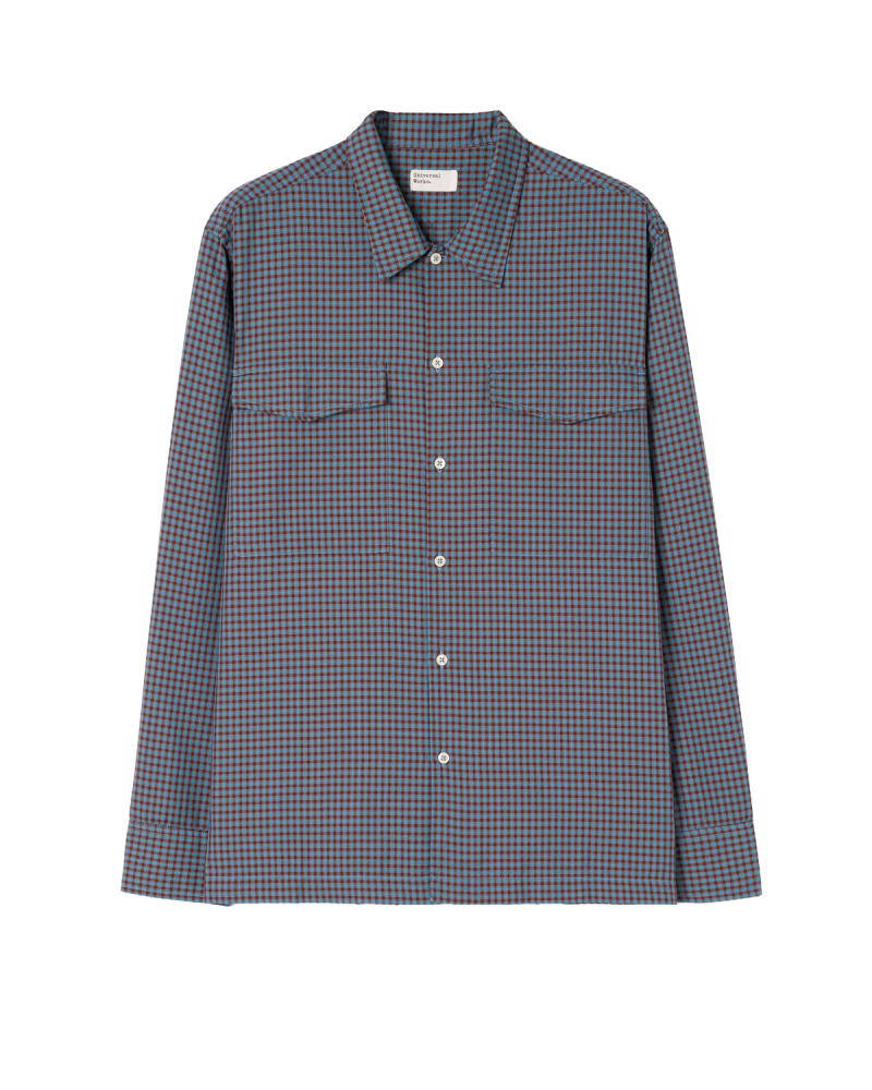 UNIVERSAL WORKS Attendant Shirt - Blue/Brown