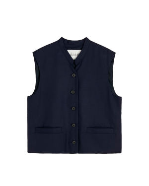 AIAYU Angela Vest Fine Wool - Black Navy