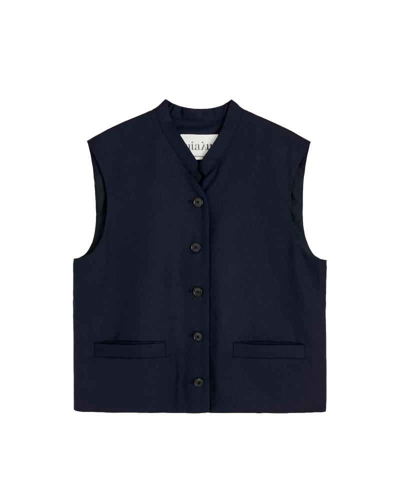 Tegnebræt 1 AIAYU Angela Vest Fine Wool - Black Navy